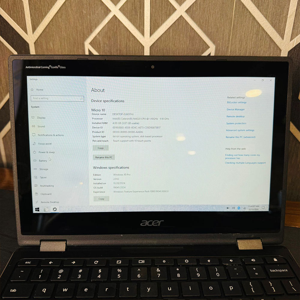 Acer | Chromebook Spin 511 R752T | 32GB Storage | 4GB RAM | Intel UHD Graphics 500 | Intel Celeron N4020 | 11.6″ Display | Windows 10 | ChromeBook Update Till 2029